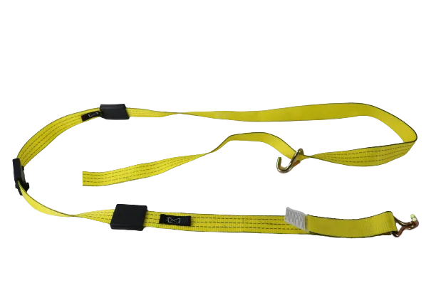 10 Pack of 2" x 11' Yellow TECNIC Webbing Ratchet 3 Point Wheel Straps with Wire Hooks and Rubber Tread Grabs