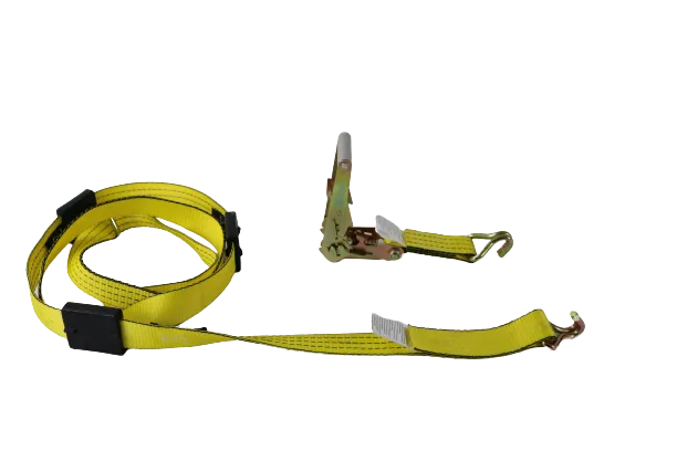 10 Pack of 2" x 11' Yellow TECNIC Webbing Ratchet 3 Point Wheel Straps with Wire Hooks and Rubber Tread Grabs