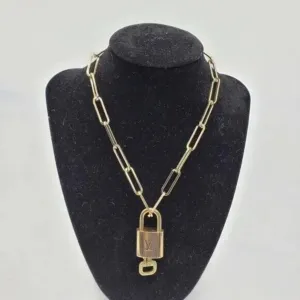 100% Auth Louis Vuitton Lock & Key with Unbranded Gold Plated Chain Necklace
