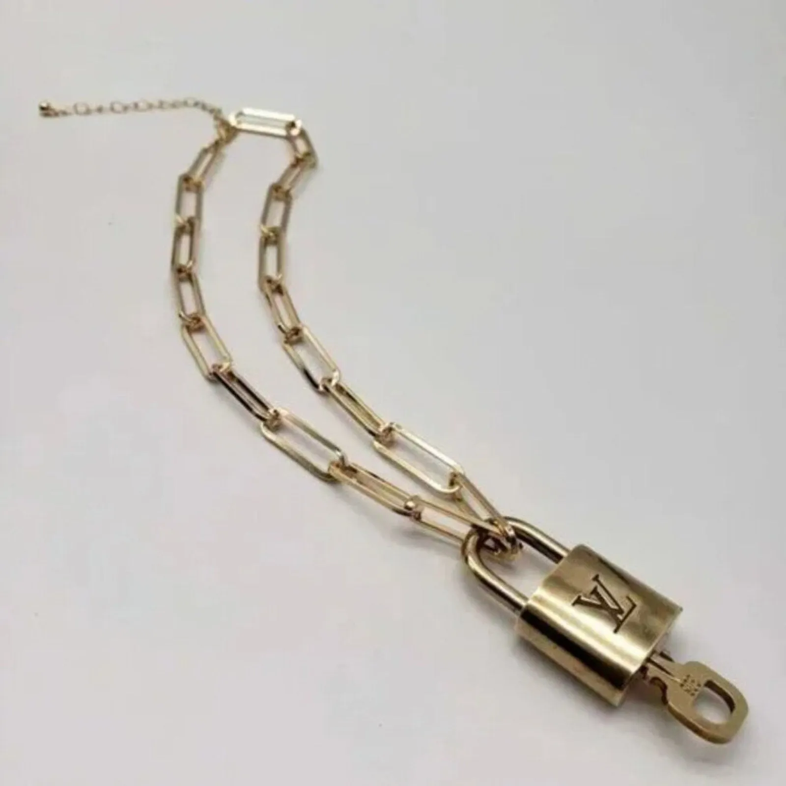 100% Auth Louis Vuitton Lock & Key with Unbranded Gold Plated Chain Necklace
