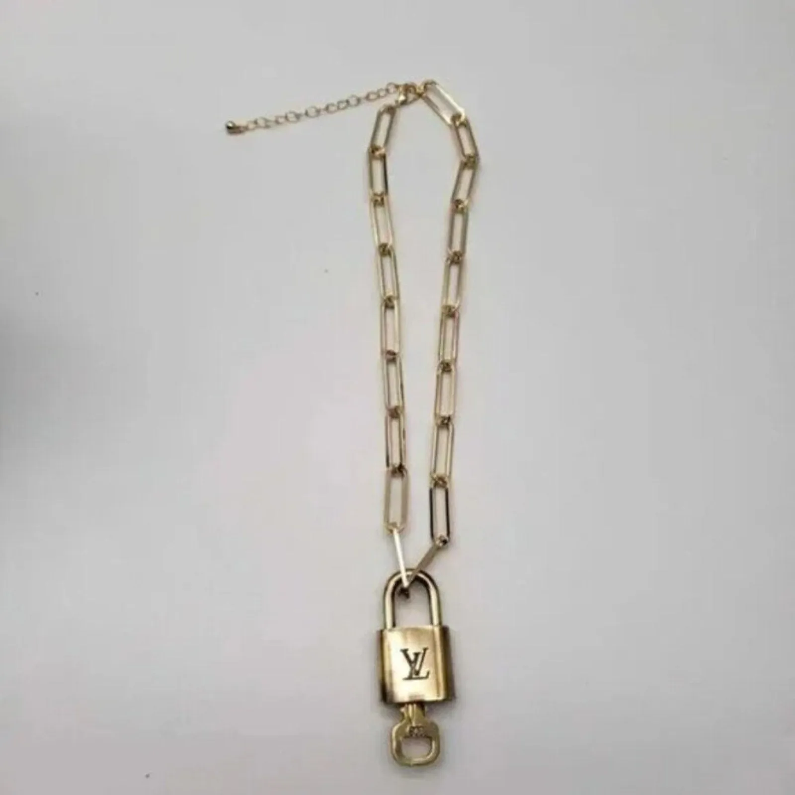 100% Auth Louis Vuitton Lock & Key with Unbranded Gold Plated Chain Necklace
