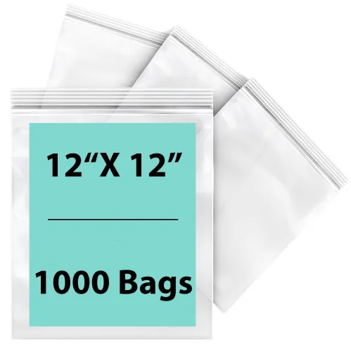 12X12 inches Reclosable Single Line Zipper Poly Bags 2 Mil (LDPE)