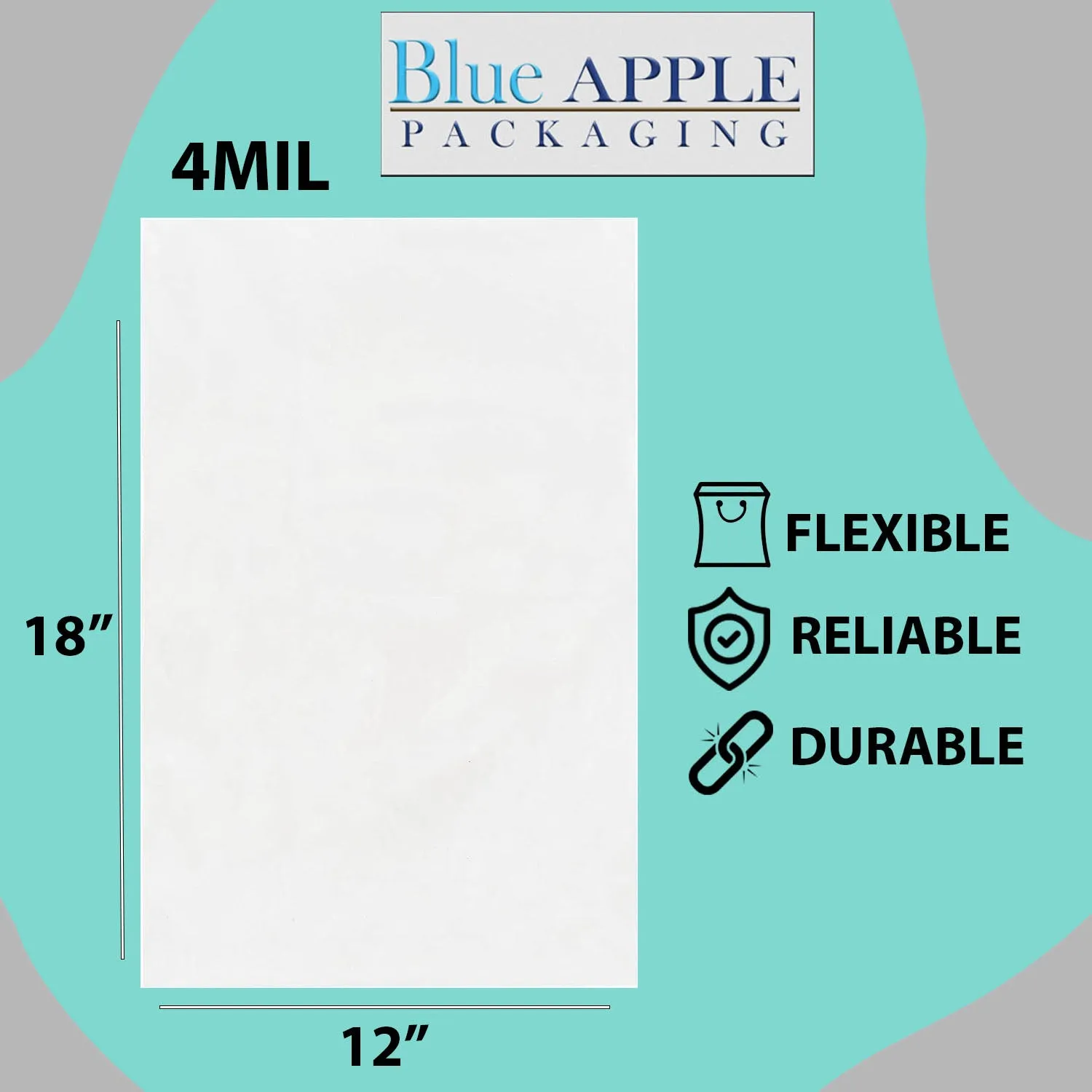 12X18 inches Clear Flat Poly Bags 4Mil Open Top (LDPE)
