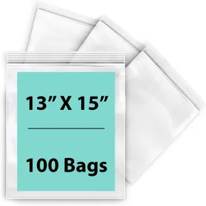 13X15 inches Reclosable Single Line Zipper Poly Bags 4 Mil (LDPE) 2 Gallon Freezer Size