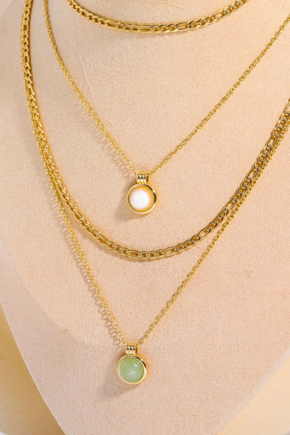 14k Gold Dipped Aventurine Pendant Necklace