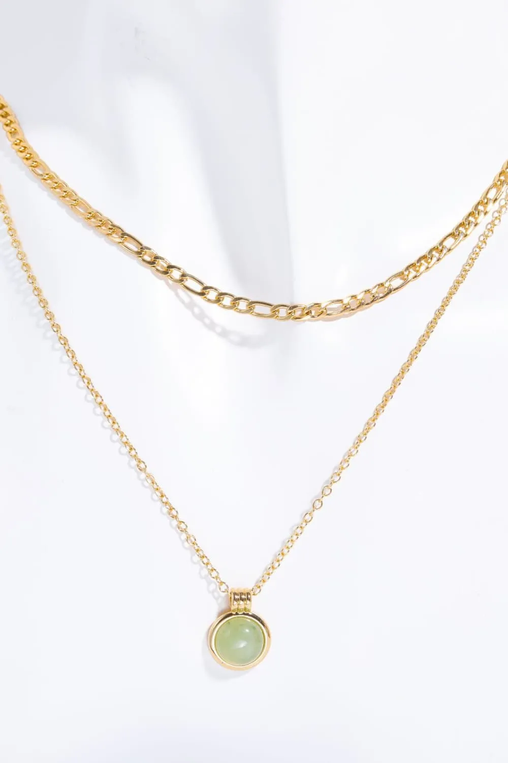 14k Gold Dipped Aventurine Pendant Necklace