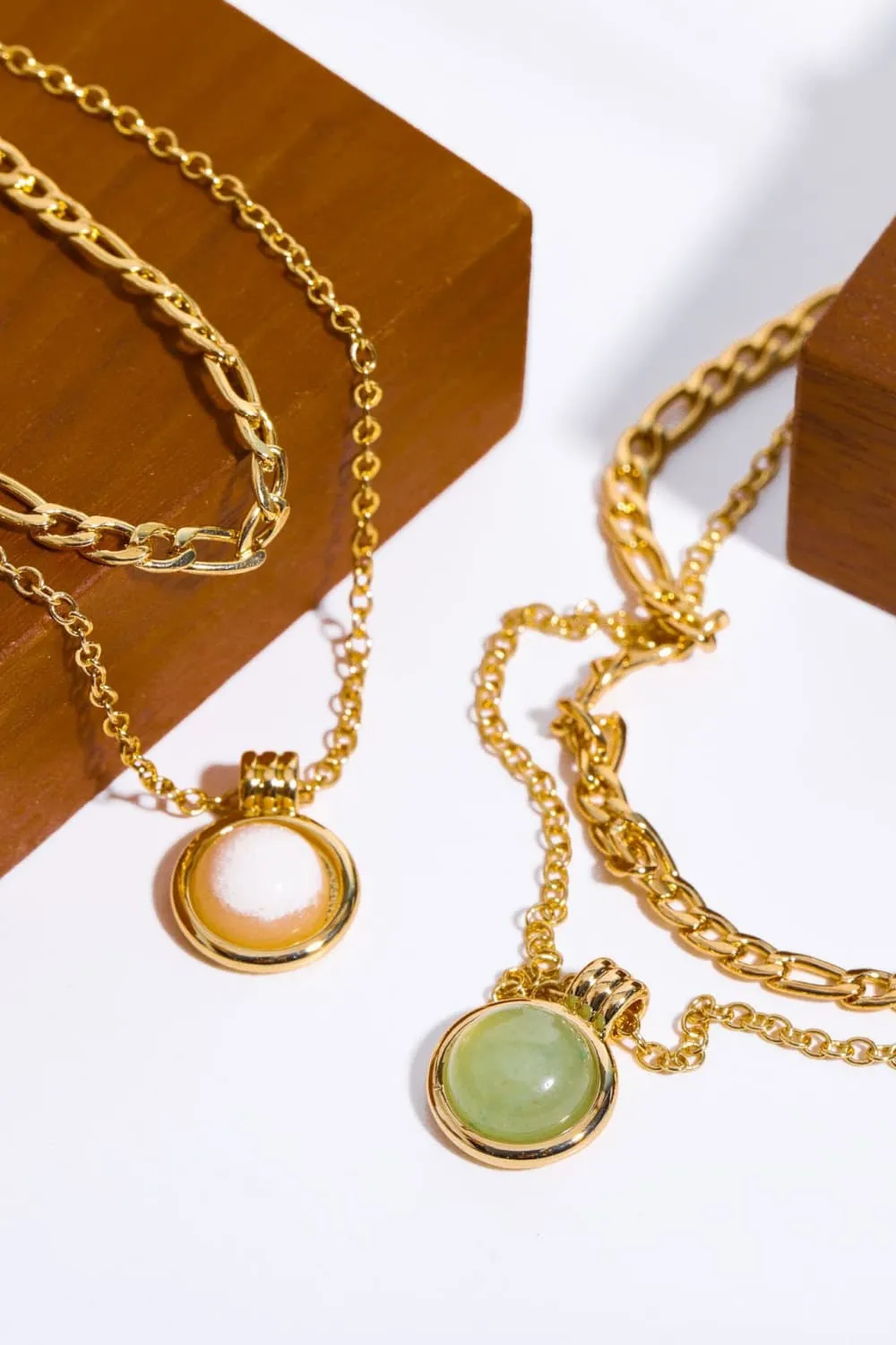 14k Gold Dipped Aventurine Pendant Necklace