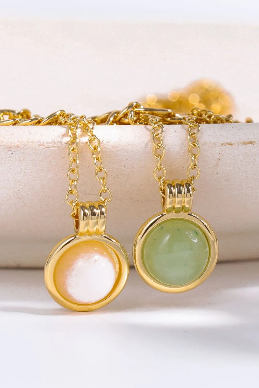14k Gold Dipped Aventurine Pendant Necklace