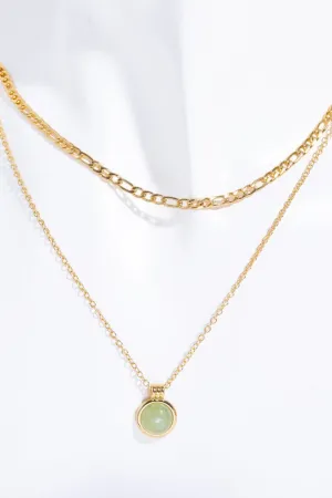 14k Gold Dipped Aventurine Pendant Necklace