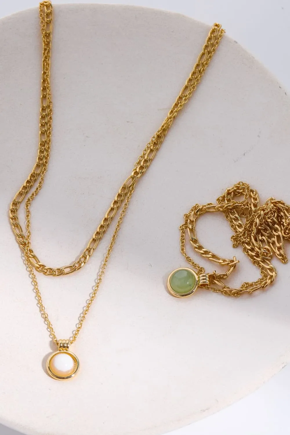 14k Gold Dipped Aventurine Pendant Necklace
