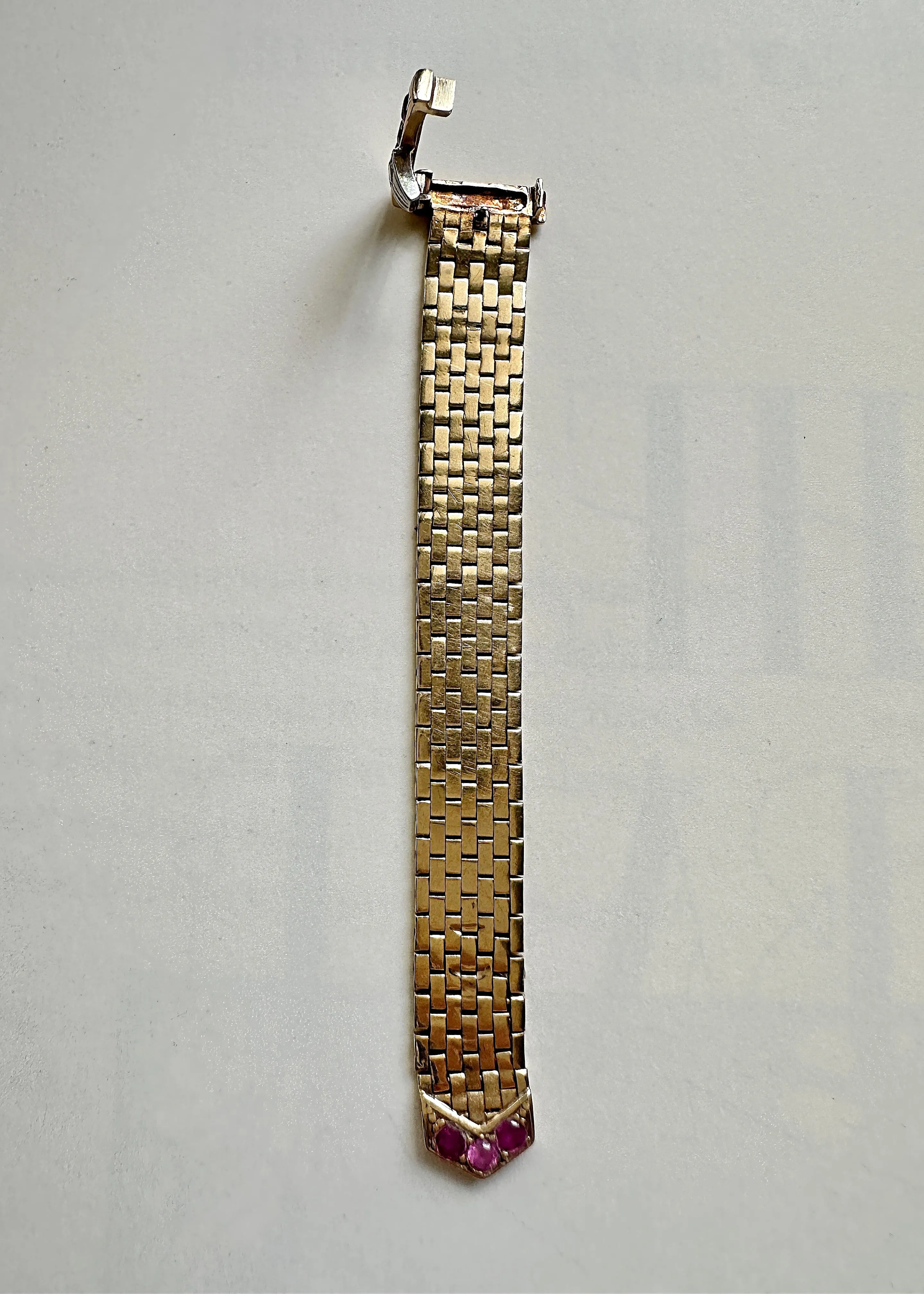 14k Gold Ruby & Diamond Adjustable Buckle Belt Ring