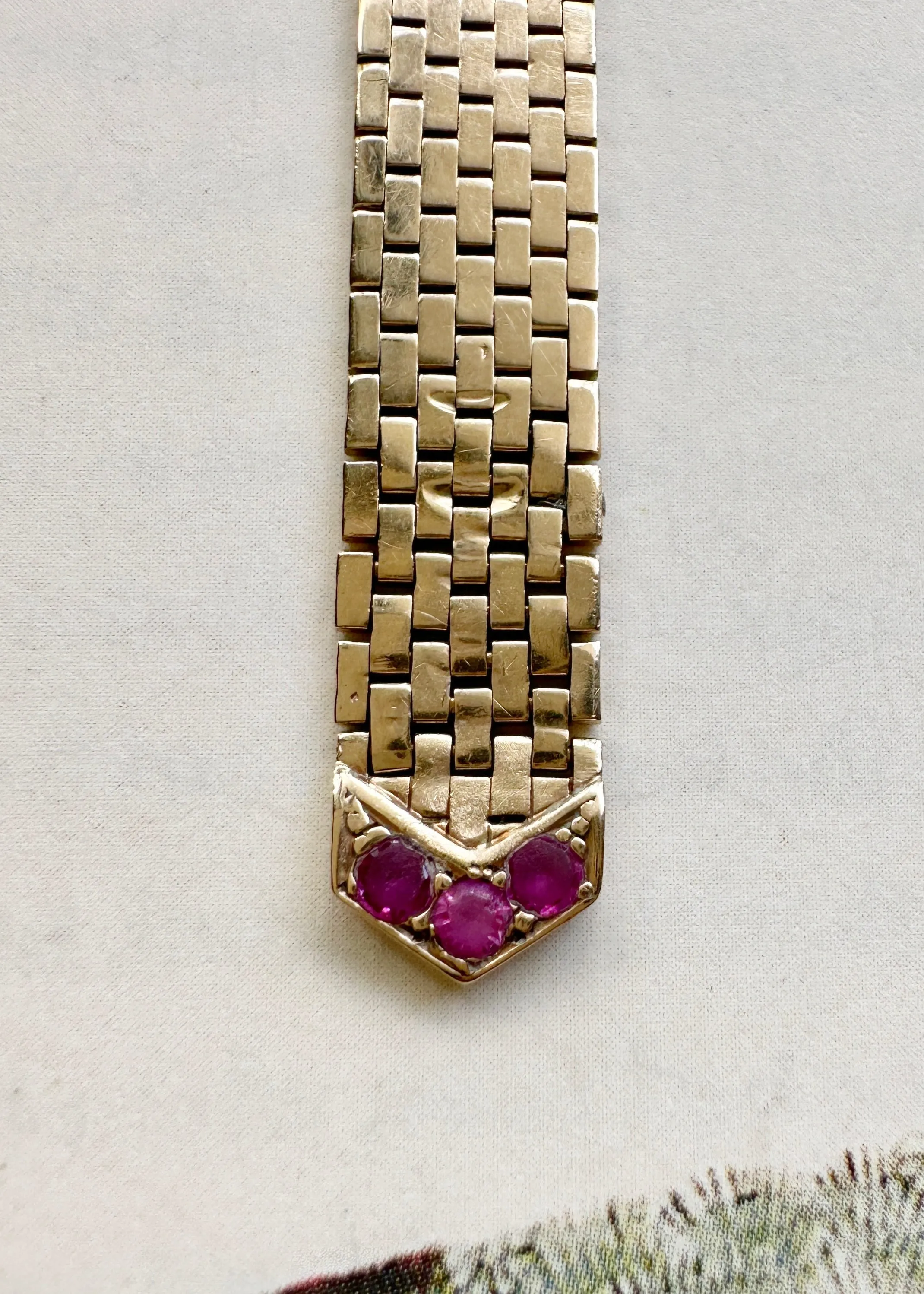 14k Gold Ruby & Diamond Adjustable Buckle Belt Ring