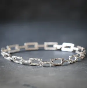 14k White Gold Diamond Link Tennis Bracelet