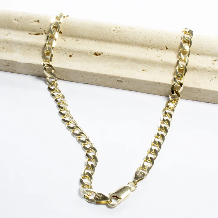 150 Flat Curb Chain Necklace 24" - Gold