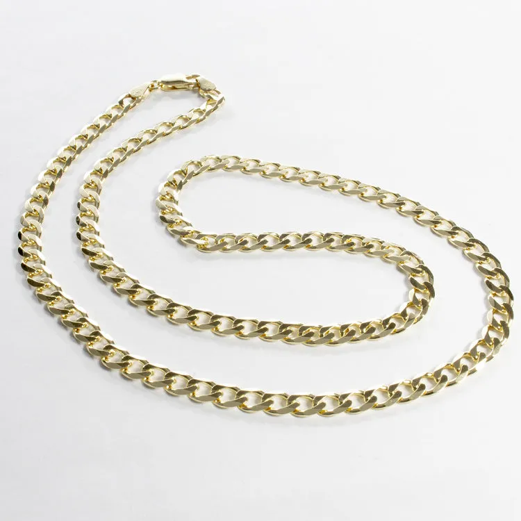 150 Flat Curb Chain Necklace 24" - Gold