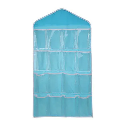 16 Grid Underwear Bras Socks Ties Shoes Storage Bag Clothing Organizer Box Hanging Bags
