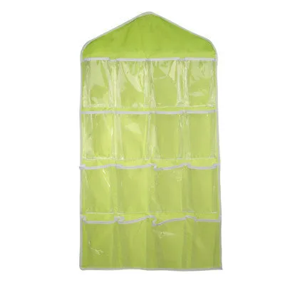 16 Grid Underwear Bras Socks Ties Shoes Storage Bag Clothing Organizer Box Hanging Bags