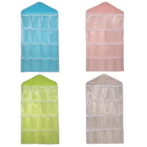 16 Grid Underwear Bras Socks Ties Shoes Storage Bag Clothing Organizer Box Hanging Bags