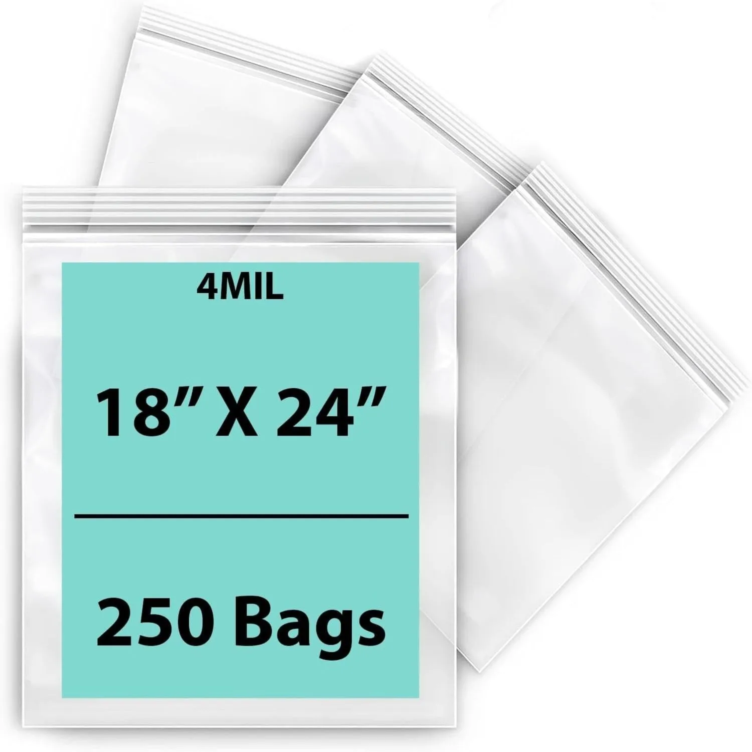 18X24 inches Reclosable Single Line Zipper Poly Bags 4 Mil (LDPE)