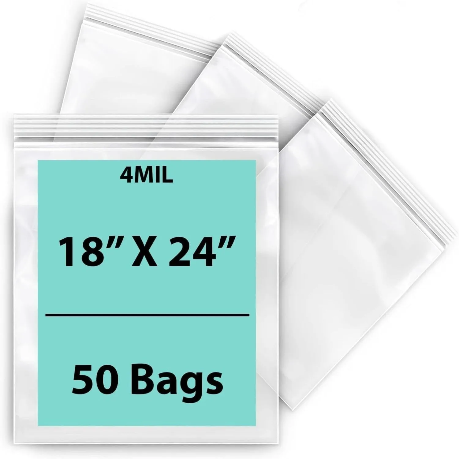 18X24 inches Reclosable Single Line Zipper Poly Bags 4 Mil (LDPE)