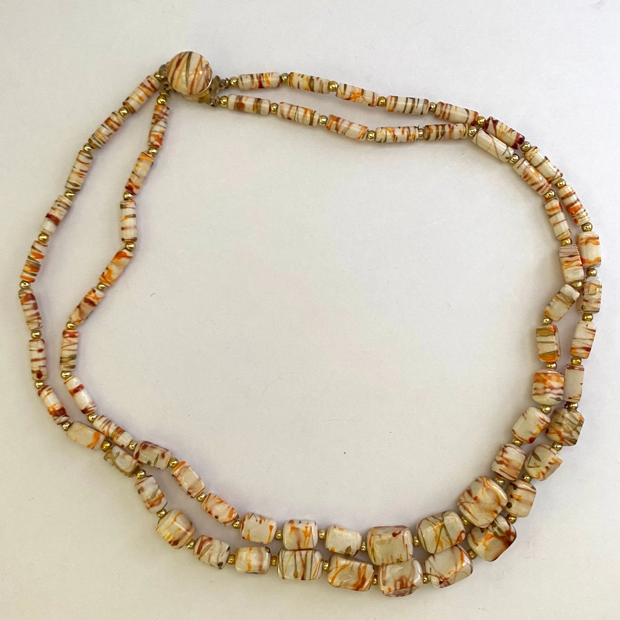 1960s Hong Kong Double Strand Bead Necklace