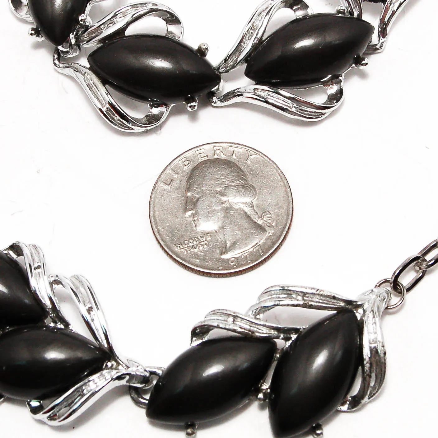 1960's Thermoset Silver and Grey Necklace Earrings and Bracelet Set