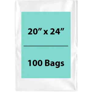 20X24 inches Clear Flat Poly Bags 1.5Mil Open Top (LDPE)