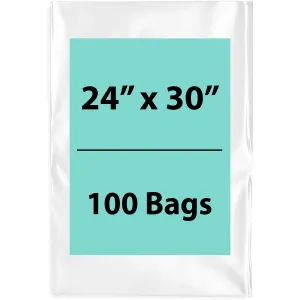 24X30 inches Clear Flat Poly Bags 3Mil Open Top (LDPE)