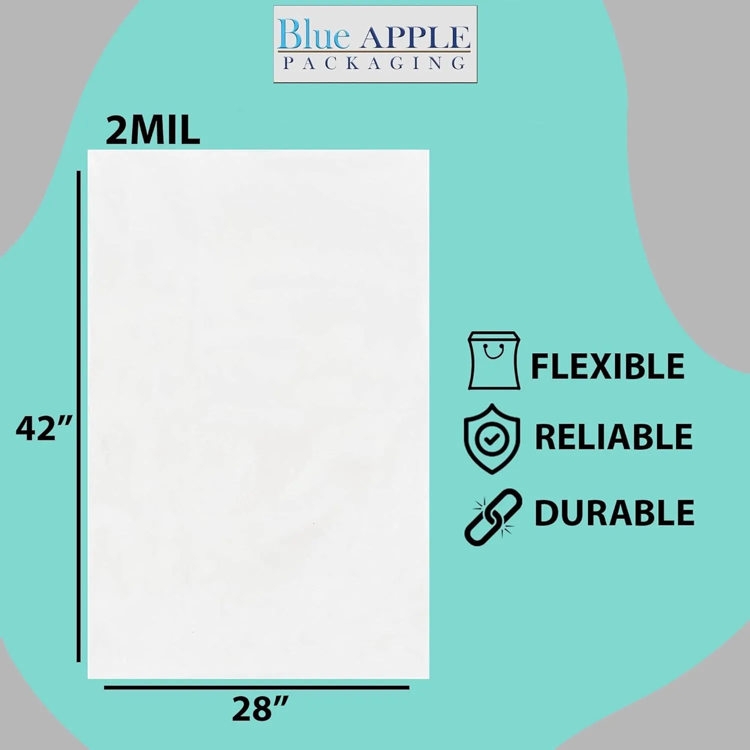 28X42 inches Clear Flat Poly Bags 2Mil Open Top (LDPE)