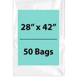 28X42 inches Clear Flat Poly Bags 2Mil Open Top (LDPE)