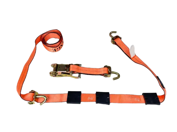 2" x 11' Big Orange Wheel Strap with 3 Rubber Tread Grabs (Swivel J)