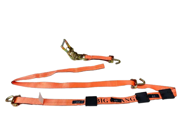 2" x 11' Big Orange Wheel Strap with 3 Rubber Tread Grabs (Swivel J)
