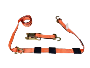 2" x 11' Big Orange Wheel Strap with 3 Rubber Tread Grabs (Swivel J)