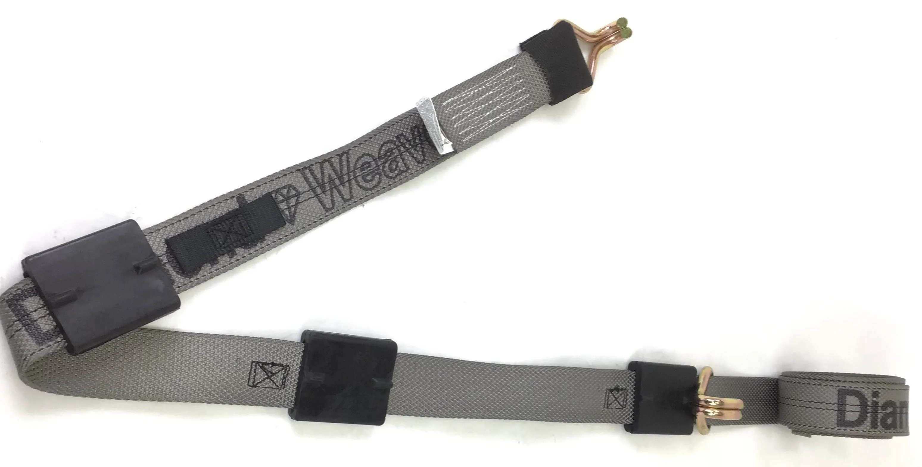 2" x 11' DIAMOND WEAVE 3 Point Ratchet Wheel Strap with 3 Rubber Tread Grabs (Wire Hook)