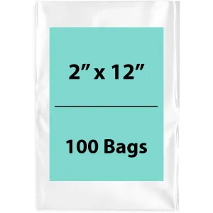 2X12 inches Clear Flat Poly Bags 2Mil Open Top (LDPE)