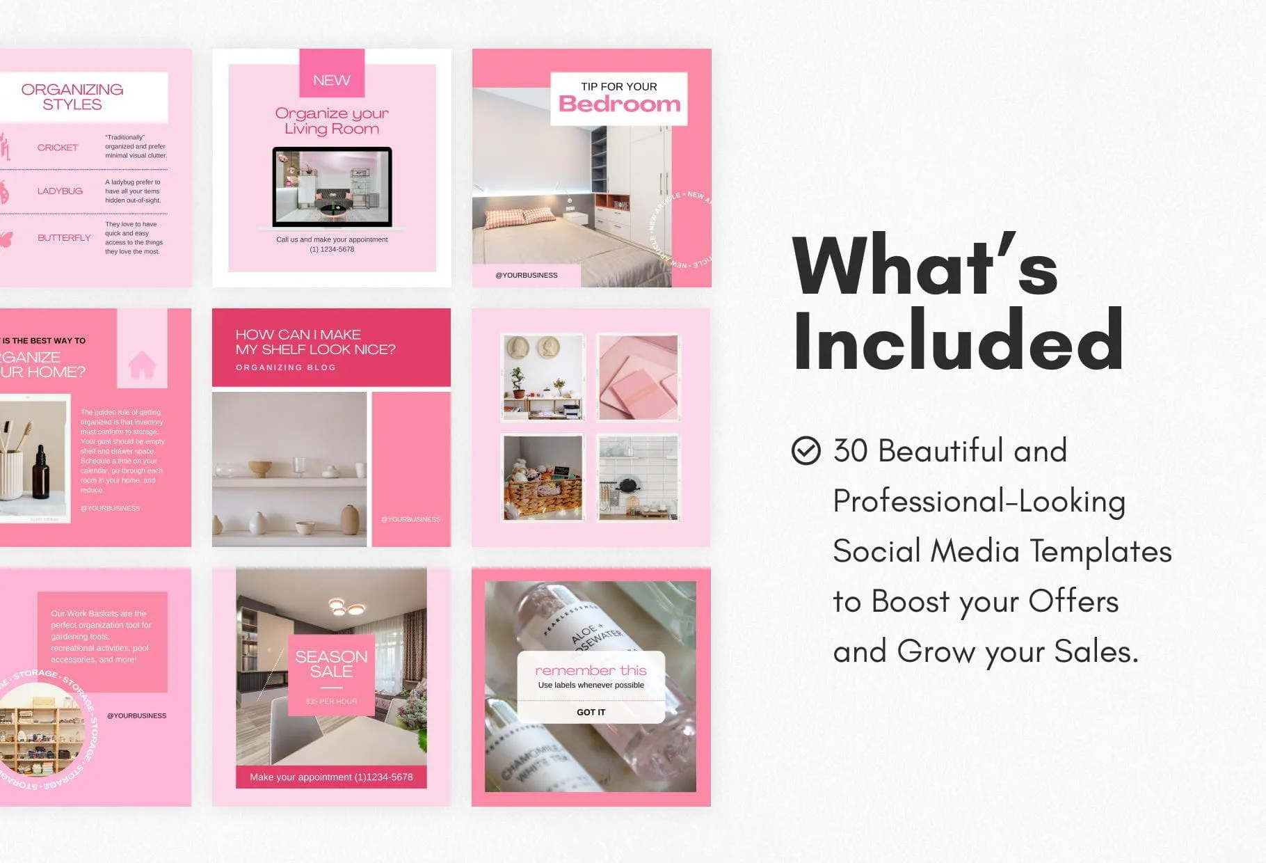 30 Home Organization Instagram Post Canva Templates V2