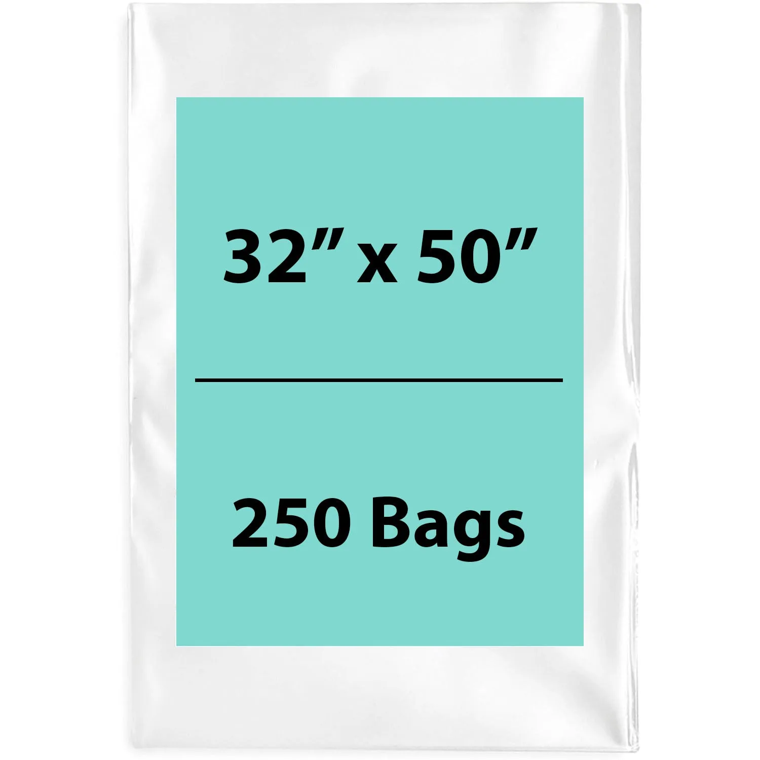32X50 inches Clear Flat Poly Bags 1.5Mil Open Top (LDPE)