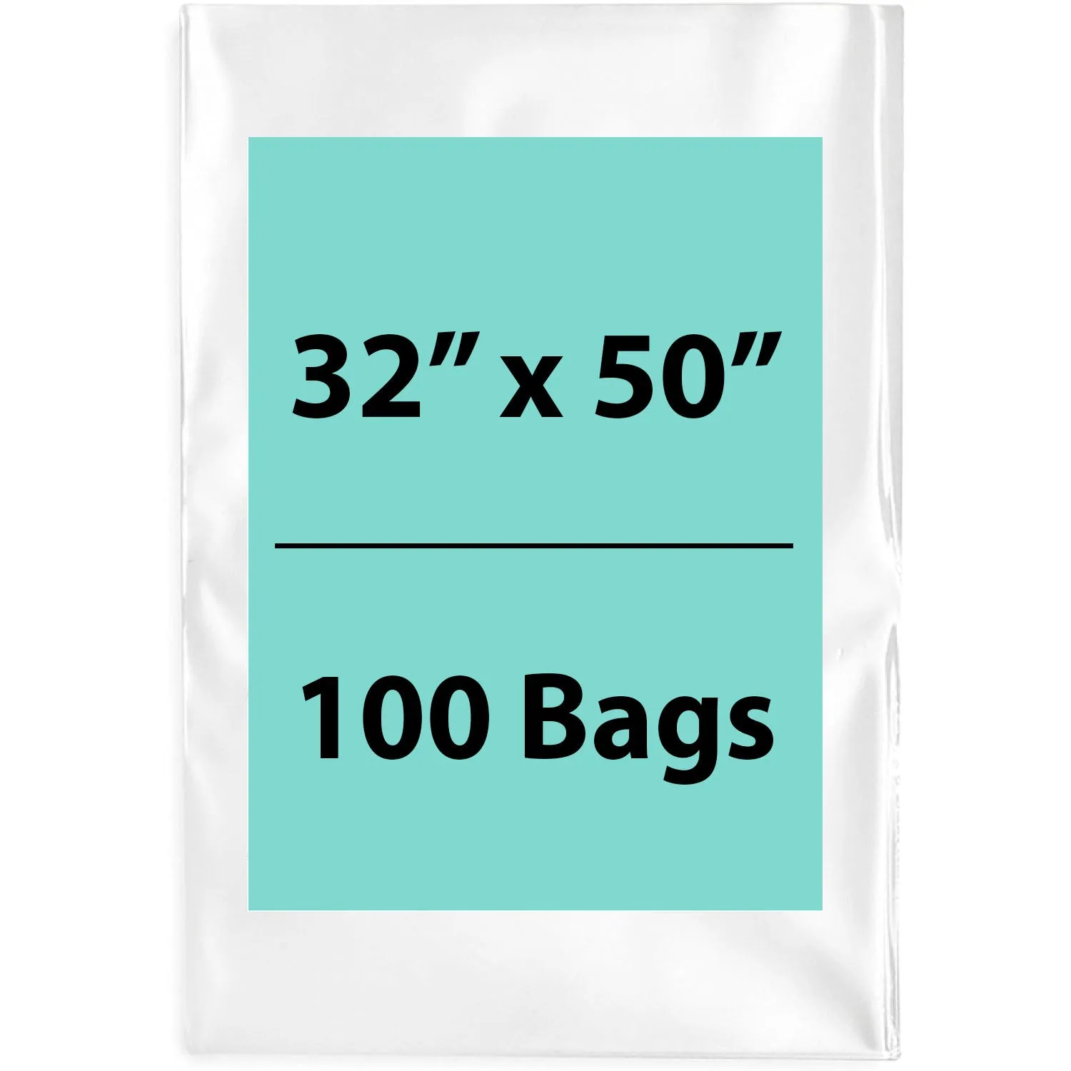32X50 inches Clear Flat Poly Bags 1.5Mil Open Top (LDPE)
