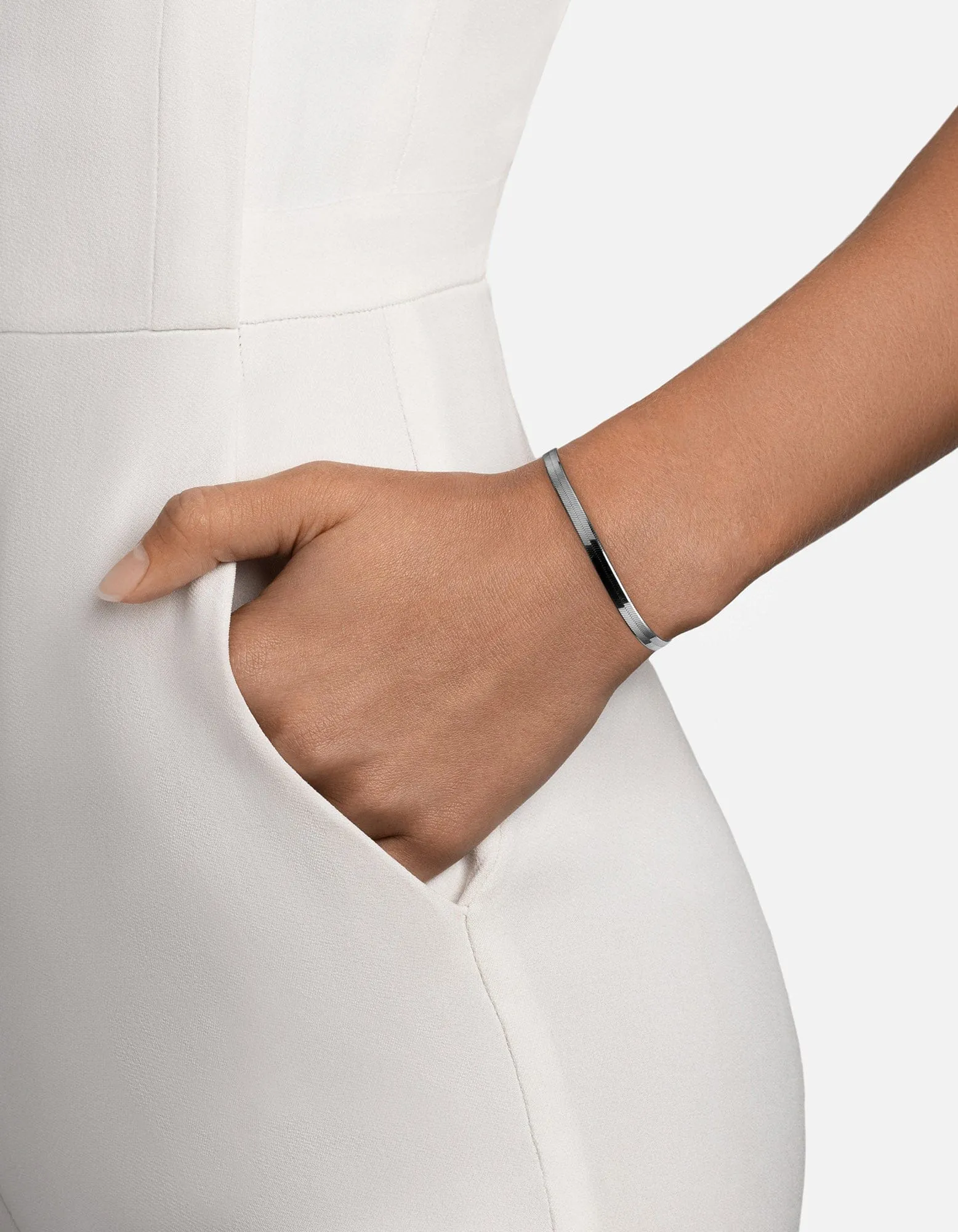 3mm Herringbone Bracelet, Sterling Silver