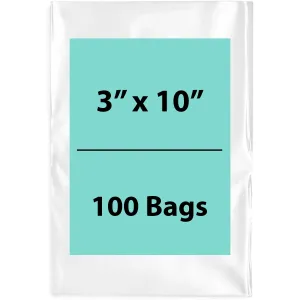 3X10 inches Clear Flat Poly Bags 4Mil Open Top (LDPE)