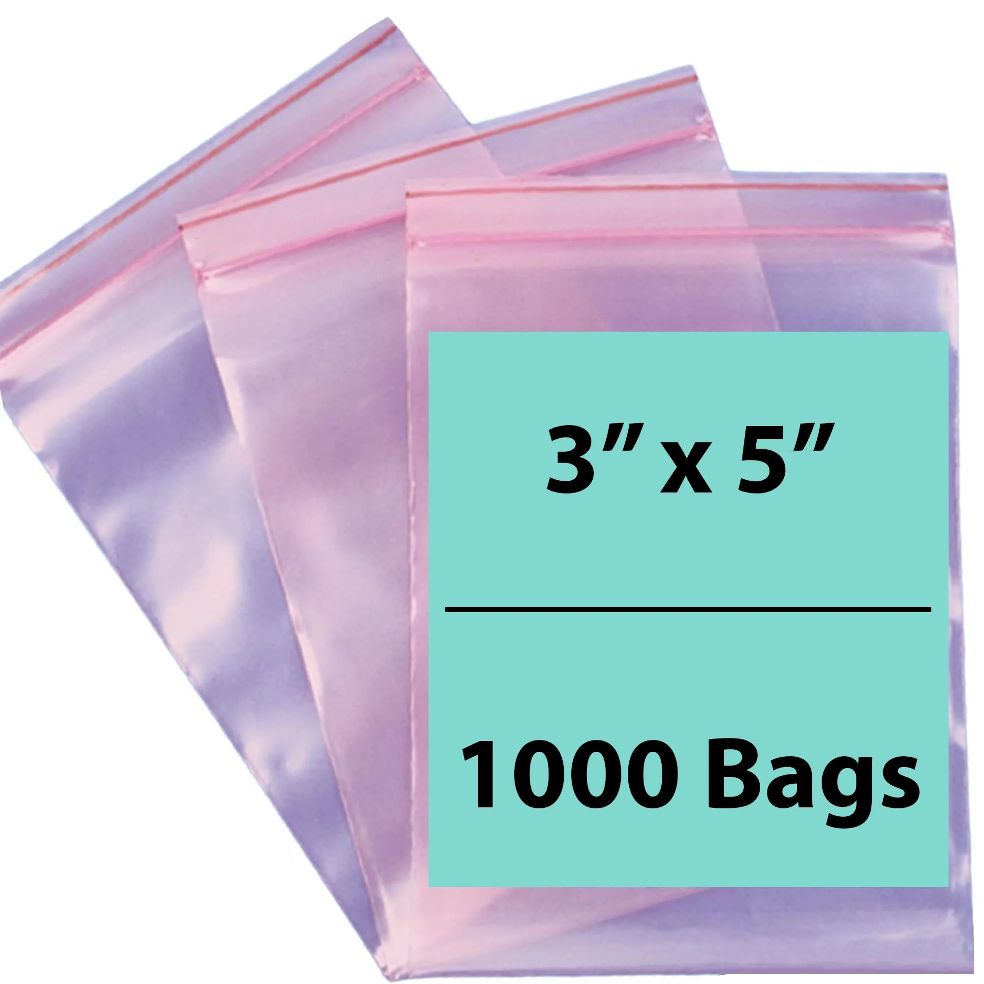 3X5 inches Pink Anti Static Zip Lock Bags 4 Mil