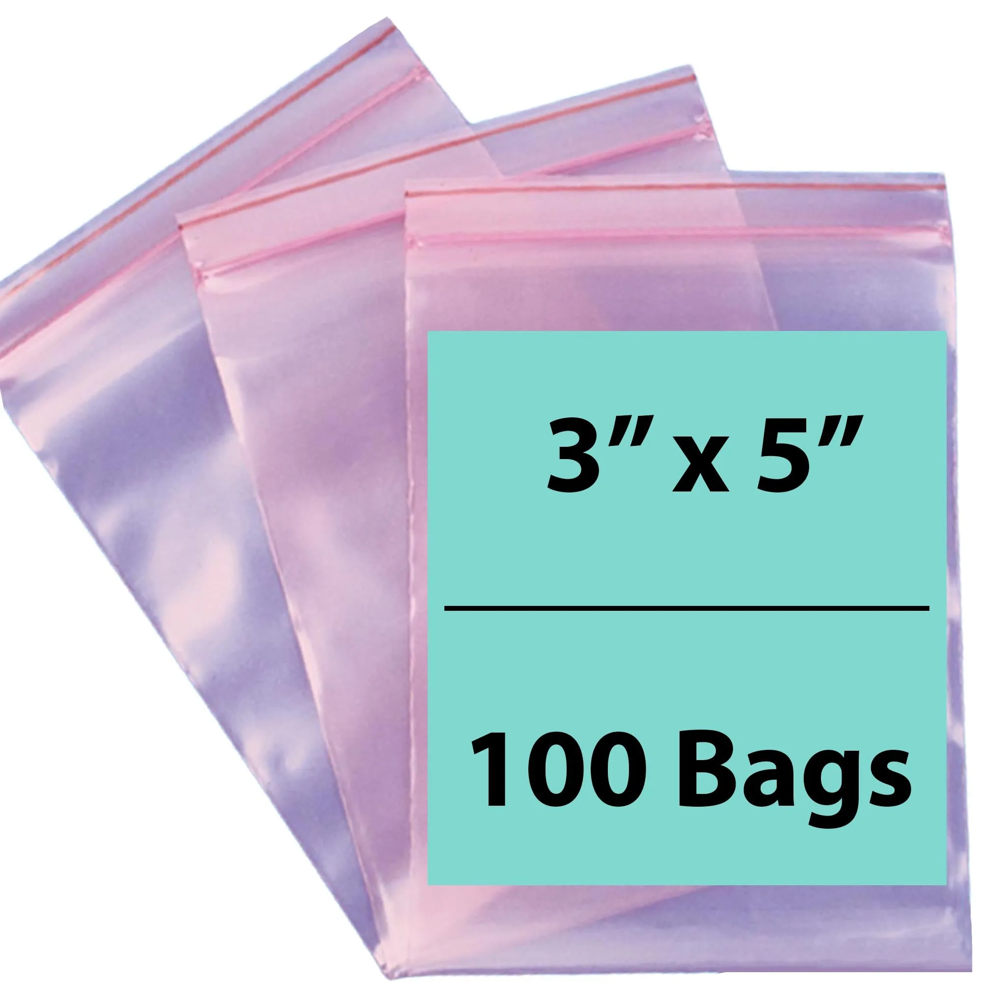 3X5 inches Pink Anti Static Zip Lock Bags 4 Mil
