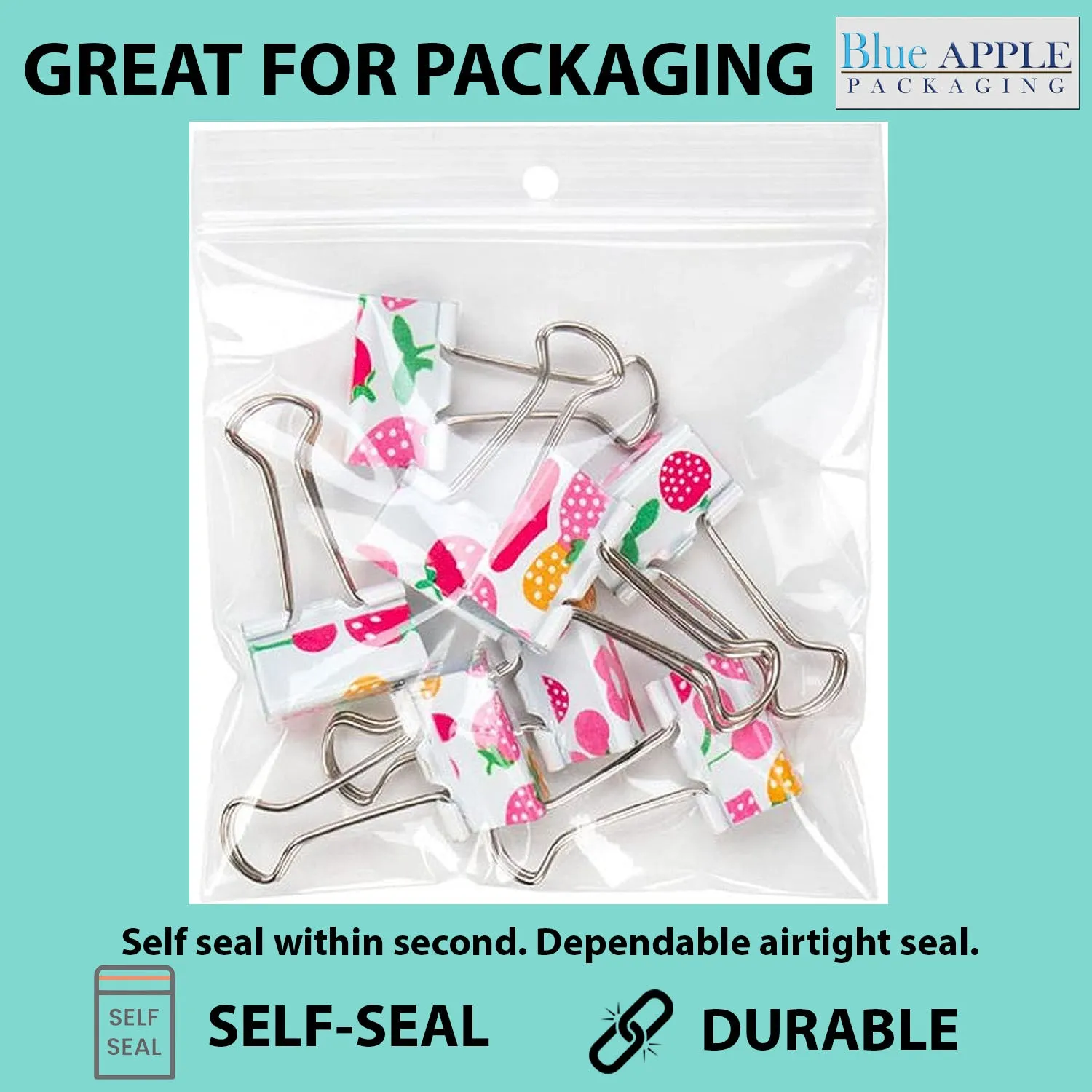 3X5 inches Reclosable Poly Bags with Hang Hole 4 Mil (LDPE) Single Track Zipper