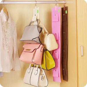 4 Hooks Handbag Purse Bags Holder Shelf Hanger Hanging Rack Storage Organizer