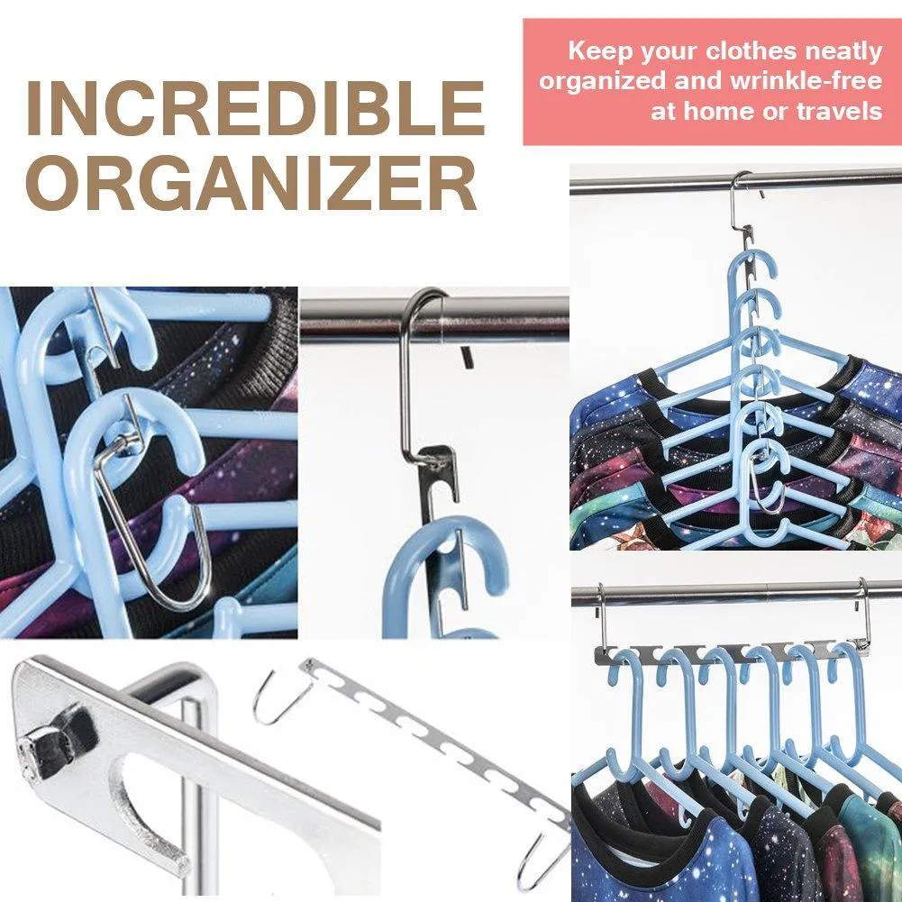 4pcs Clothes Hangers Space Saver Closet Organizer with Vertical and Horizontal Options - Premium ABS Material in Solid Silver Color