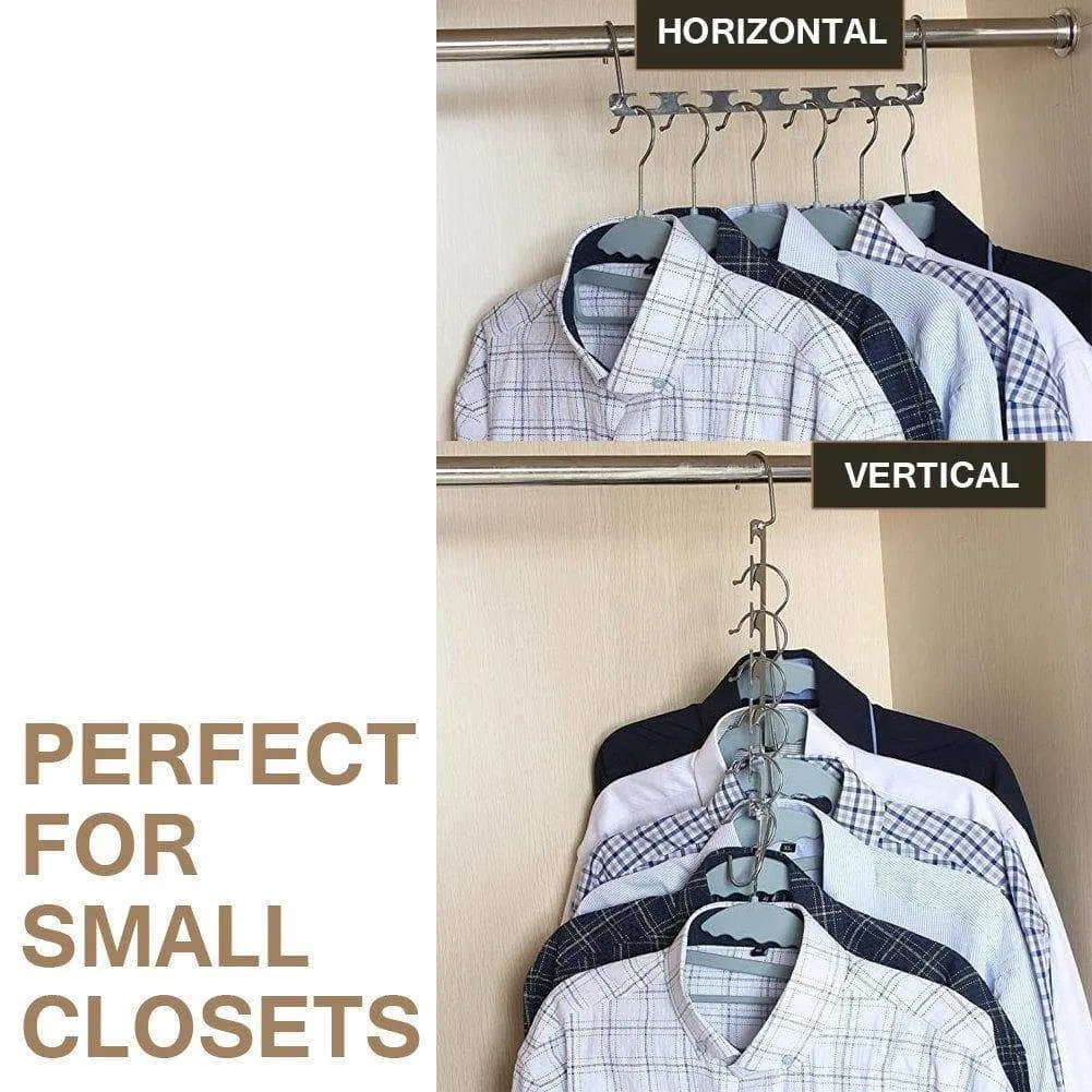 4pcs Clothes Hangers Space Saver Closet Organizer with Vertical and Horizontal Options - Premium ABS Material in Solid Silver Color