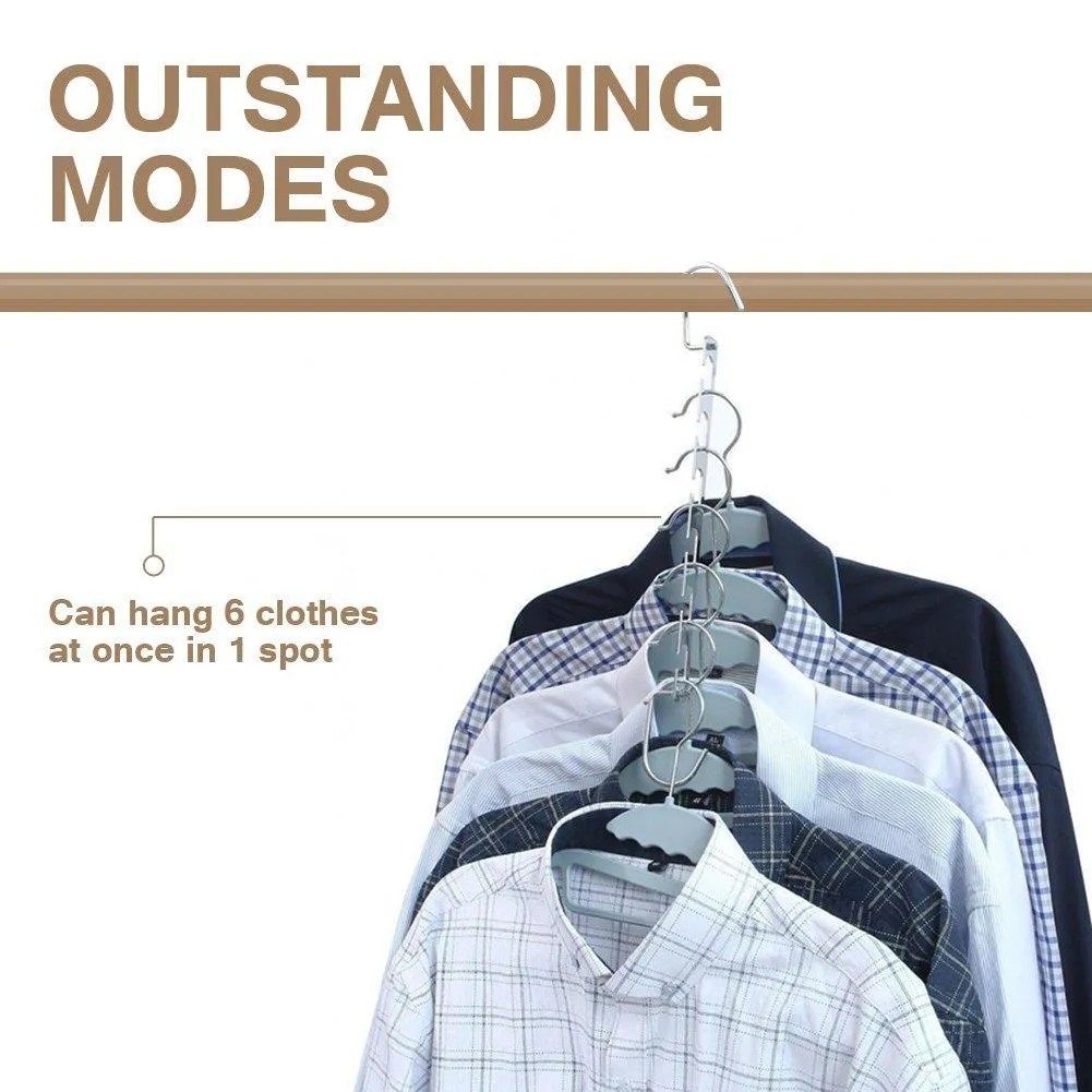 4pcs Clothes Hangers Space Saver Closet Organizer with Vertical and Horizontal Options - Premium ABS Material in Solid Silver Color