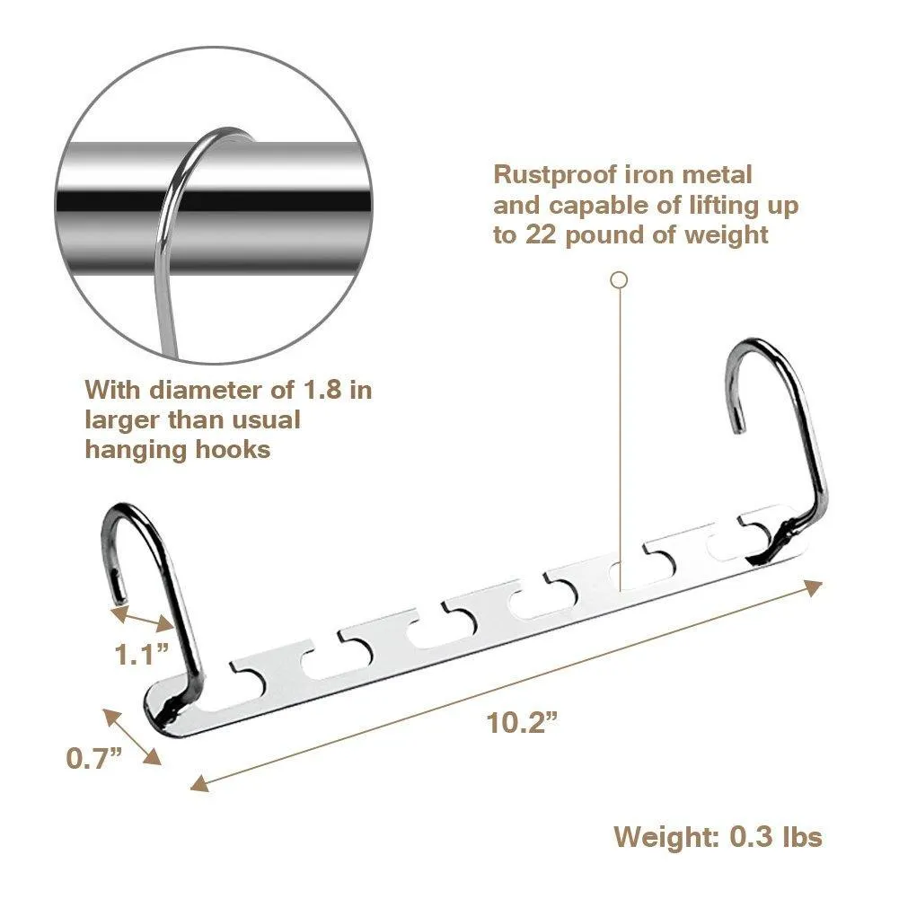 4pcs Clothes Hangers Space Saver Closet Organizer with Vertical and Horizontal Options - Premium ABS Material in Solid Silver Color