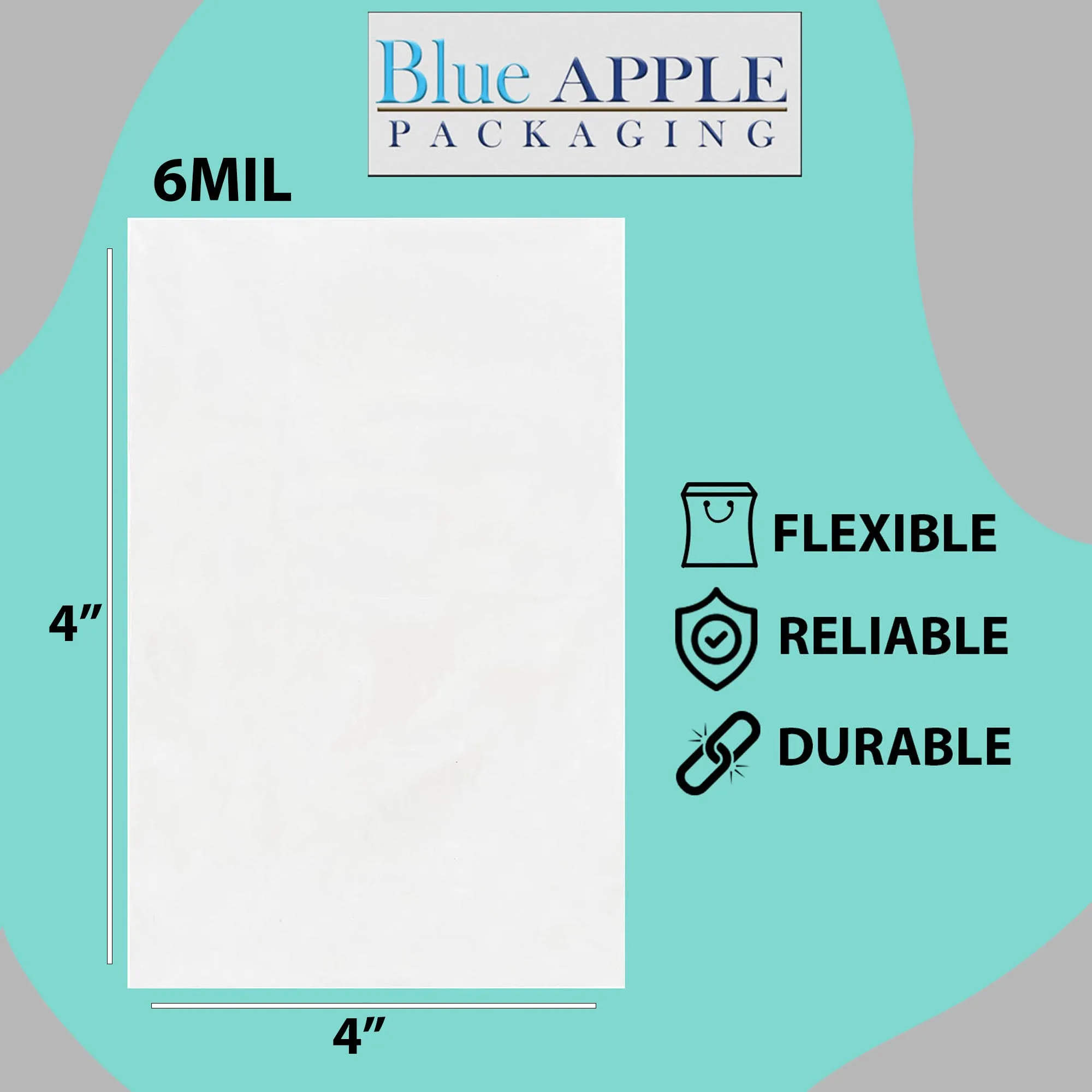 4X4 inches Clear Flat Poly Bags 6Mil Open Top (LDPE)