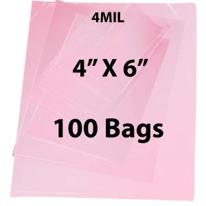 4X6 inches Pink Anti Static Bags 4 Mil Flat